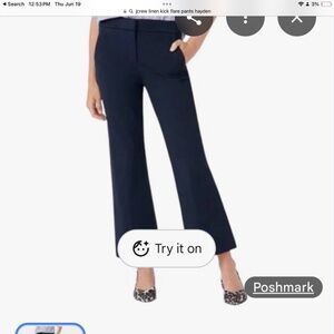 Hayden navy blue linen mini kick flare like new